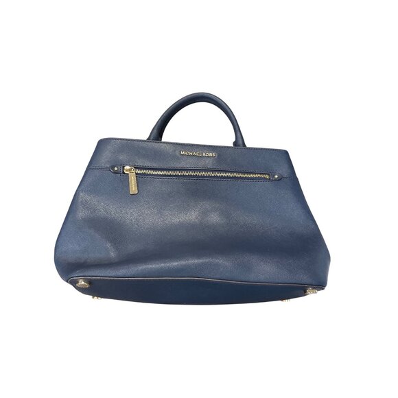 Michael Kors Womans Navy Blue Saffiano Leather Satchell Crossbody L SKU 9525 - Picture 3 of 16